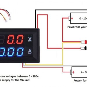 DC 100V 10A Voltmeter Ammeter Blue + Red LED