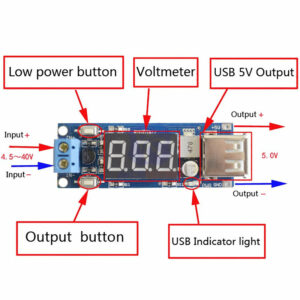 DC-DC Step Down Converter 4.5-40V To 5V/2A USB – With Voltmeter HW-318