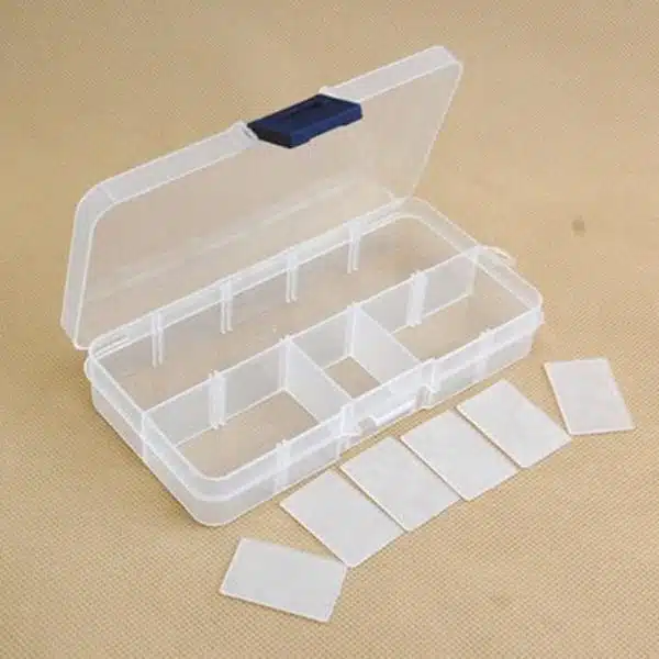 Plastic Box 10 grid Slots Clear